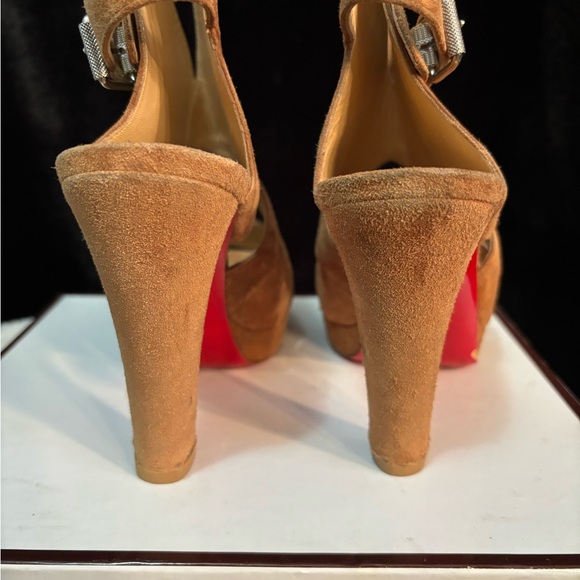 Christian Louboutin tan suede apron lily high heel sandals size 37 - Picture 6 of 6